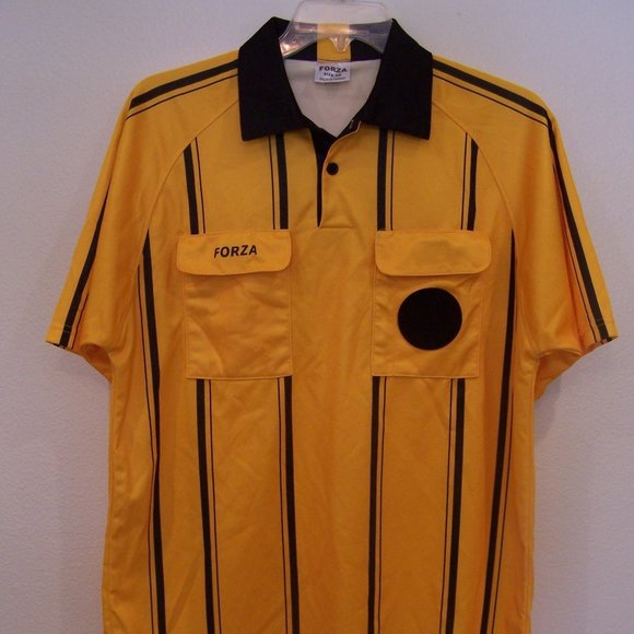 FORZA SOCCER YELLOW & BLACK STRIPED REFEREE JERSEY #3450 - Picture 1 of 9